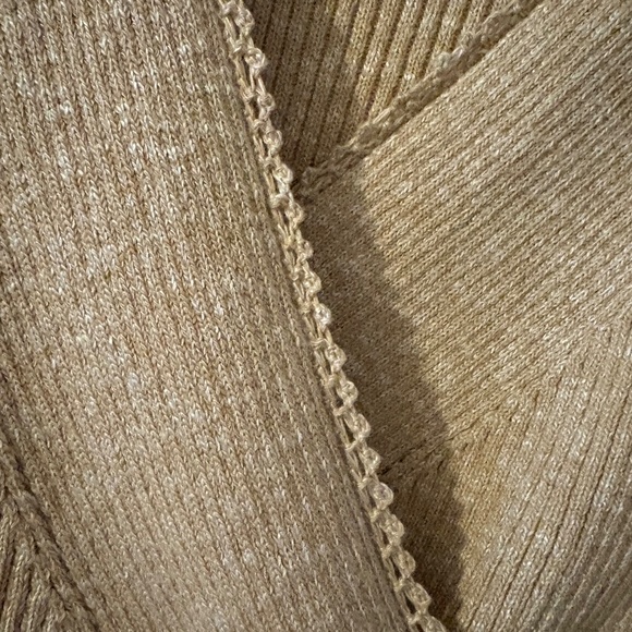 Anthropologie Tan V-Neck Sweater - Picture 3 of 6